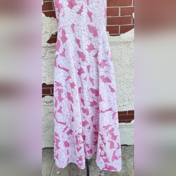 $659 THREE GRACES London embroidered cotton sleeveless strap 8 long midi dress - Picture 11 of 16